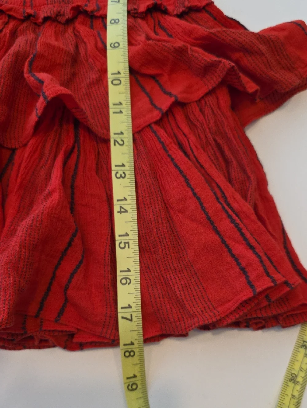 Sundry Anthro Tiered Ruffle Mini Skirt Red Smock Waist Size 2 (Med) Boho Summer